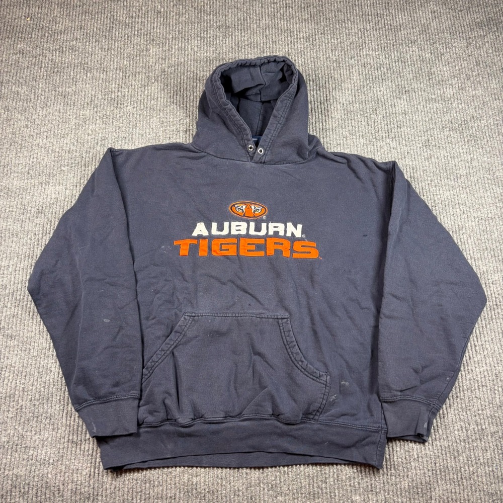 Vintage Old Varsity Brand Hoodie Men's L Auburn Tigers Navy Blue Pullover